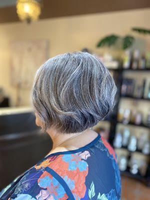 Edgy Bob Haircut side and back view