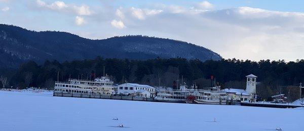 lake george with the boats in doc