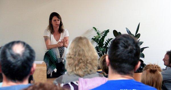 03/17/2019 dharma teacher Melissa McKay explaining how our minds create our reality at the 10:00 am Sunday Sit.