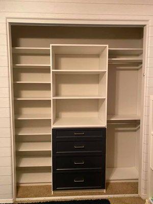 Custom Kids Closet - White with blue drawers