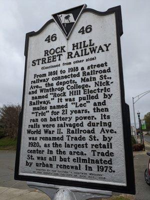 Rock Hill Street Railway Historical Marker