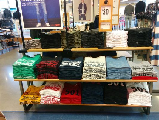 A men's T-shirt table.