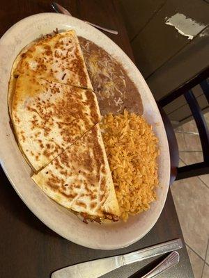 Quesadilla carefully browned to the perfect temperature and flavor.