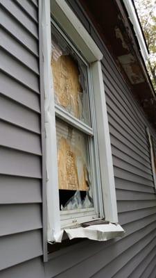 Never replaced the windows, destroyed the trim around the existing window