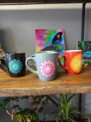 Dot art mugs