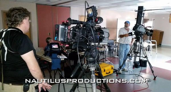 The Nautilus Productions crew setting up a 2 camera shoot for one of our health care clients.