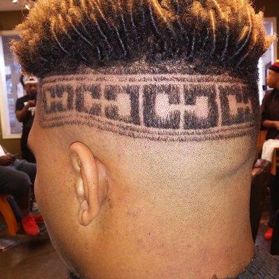 bald faded flat top with coils and design