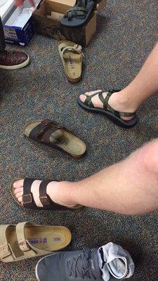 Summer sandals -- Trent helped adjust the shoes to fit my boyfriend's feet comfortably.