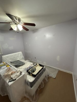 We prepped the bedroom before painting.