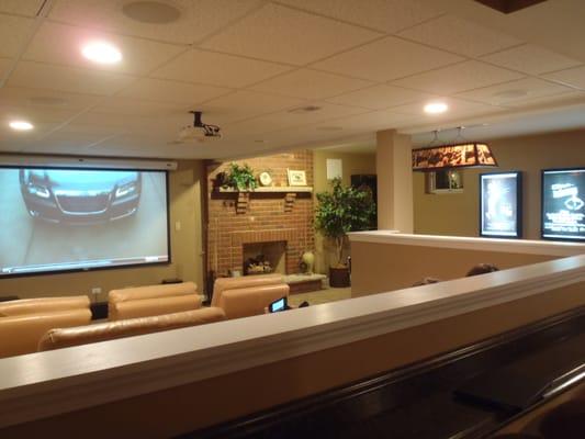 110' projection screen with in-ceiling speakers