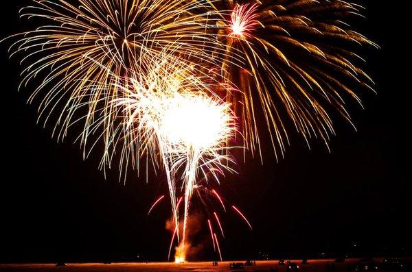 Fireworks over West Lake Okoboji to celebrate the University of Okoboji  Winter Games - each January.