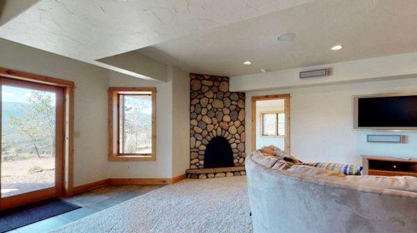 River rock fire place