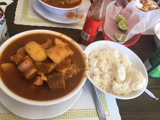 Sancocho with a side of white rice.