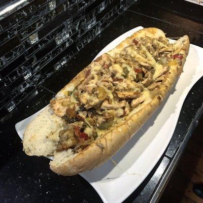 Just-filleted Rosemary Salmon & Shrimp Philly Cheesesteak