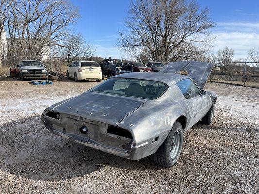 Soda Blasted a 1972 Trans Am.