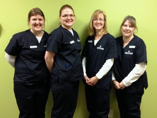 The nurses sporting their new Heartland scrubs.