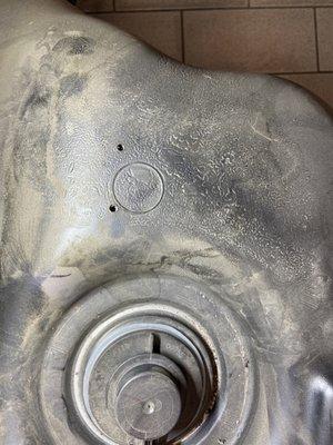 Drilled right into my gas tank.