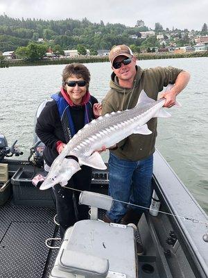 Sturgeon caught in Astoria, Oregon on the Columbia River