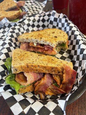 Bacon Lettuce and Tomato sandwich on homemade Keto bread. Delish!