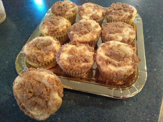 Moist, delicious muffins! Pictured are the Cinnamon Sour Cream muffins - also available Blueberry, Apple & Lemon