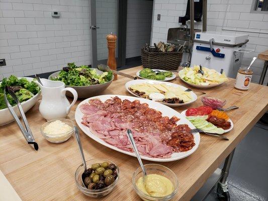 Lunch spread for fresh baked sandwiches