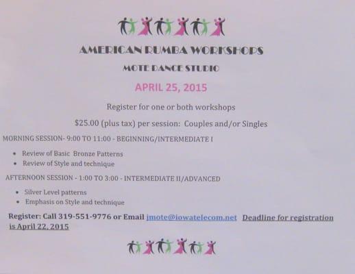 RUMBA WORKSHOPS - April 25th