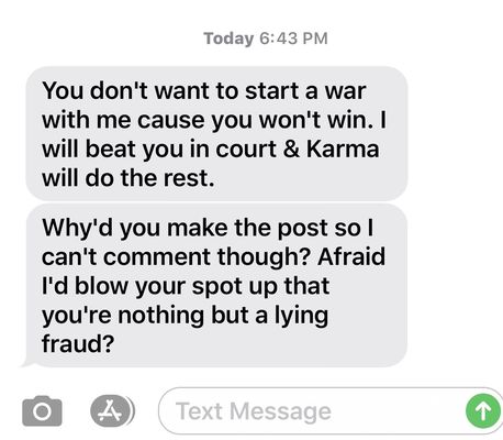 Harassing texts from Leila, co owner after they broke the contract and being fired