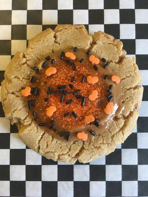 "Cookie Butter" cookie with cookie butter icing and Halloween sprinkles.