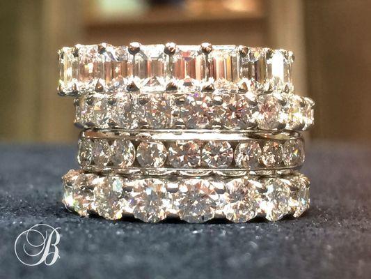 Large selection of diamond eternity bands