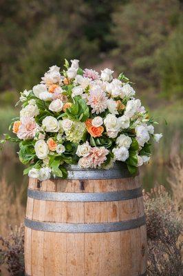 Classic barrel top arrangements at Calistoga Ranch