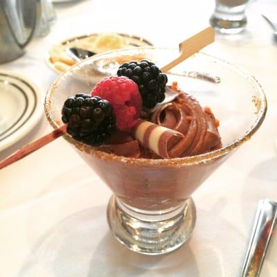 Choloate Mousse Martini with Habanera Sugar Rimmed Cosmo Glass and Fresh Berries