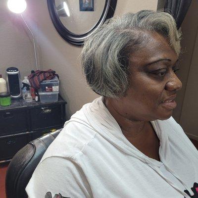 Gray bob cut