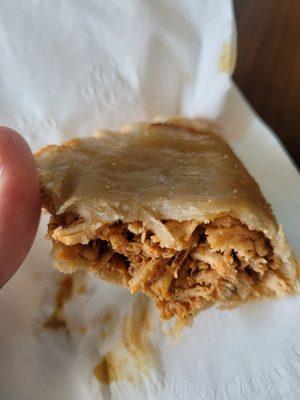 Bottom of my chicken empanada, the pastry just seem little underdone- not too bad though