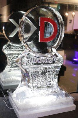 Custom ice sculpture with company logo.