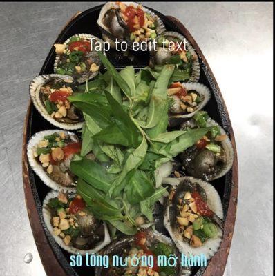 sò lông nướng mỡ hành/grilled blood clams in green onion oil