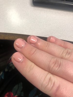 Chipped polish after five days.