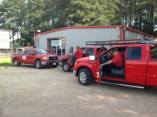 Foulks team getting ready for another day at work in Amite City.