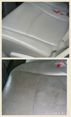 Before and after the leather seats were cleaned.