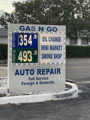 Gas prices sign