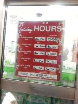 Holiday hours