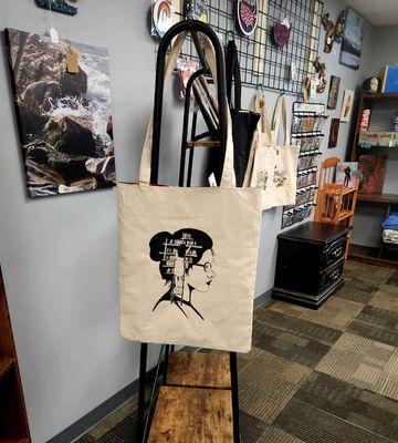 Beautiful and fun handmade market bags, all made by A Michigan artist