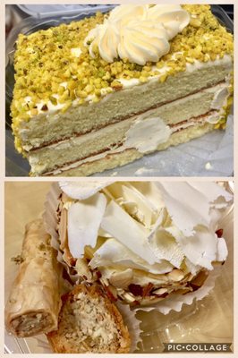 Pistachio creme cake and almond cake - delightful!