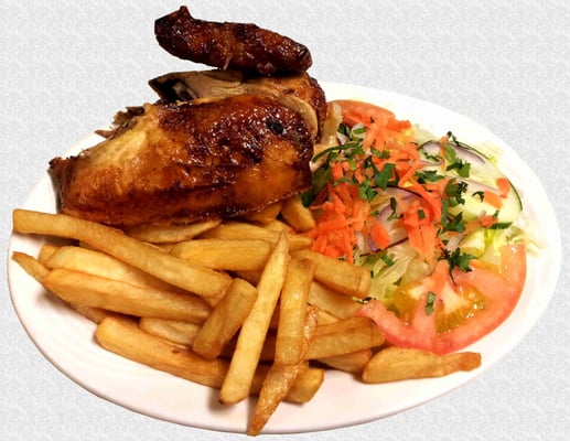 1/4 Pollo con Papa Fritas y Ensalada