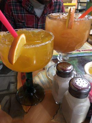 Mango and peach margaritas