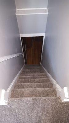 Finished carpet installation on stairs