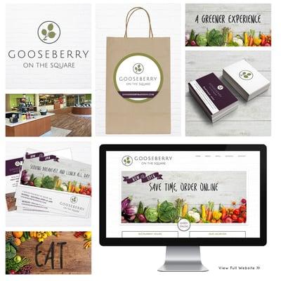 Logo design, stationery, stickers and website design for Gooseberry on the Square - restaurant and catering