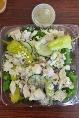 Mediterranean Chicken Salad with Feta cheese & extra Peppercini Peppers @ Nature's Table