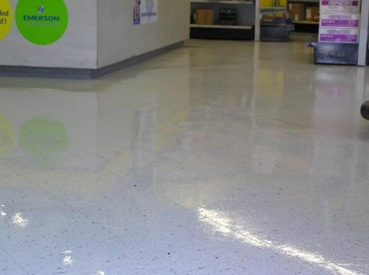 After much preparation with our specialized stripping process at work. We are now looking at the vct tile with four coats of ...