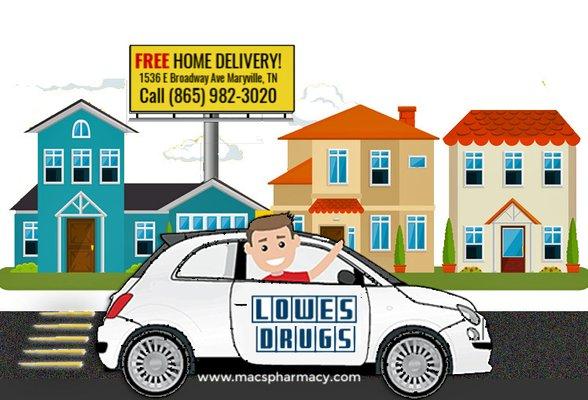 Lowe's offers free same day delivery.  Call the store for details.