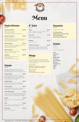 Updated menu as of 8/12/2021